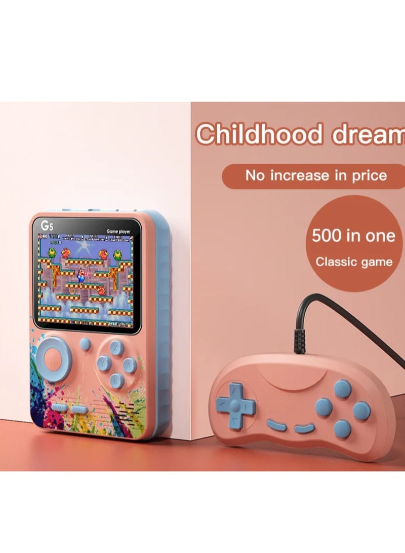 LOWHAT G5 3-Inch Full-Color Screen Handheld Retro Game Console with 500 Preloaded Games and Recharaeable Batterv - Image 2